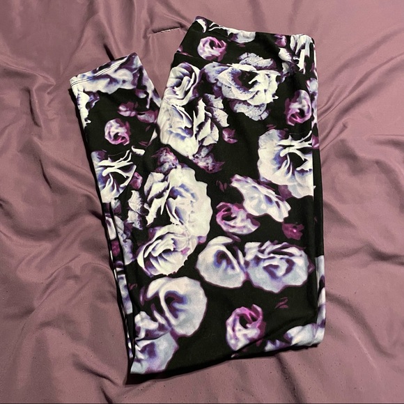 LuLaRoe Pants - Lularoe floral striped leggings, tall and curvy